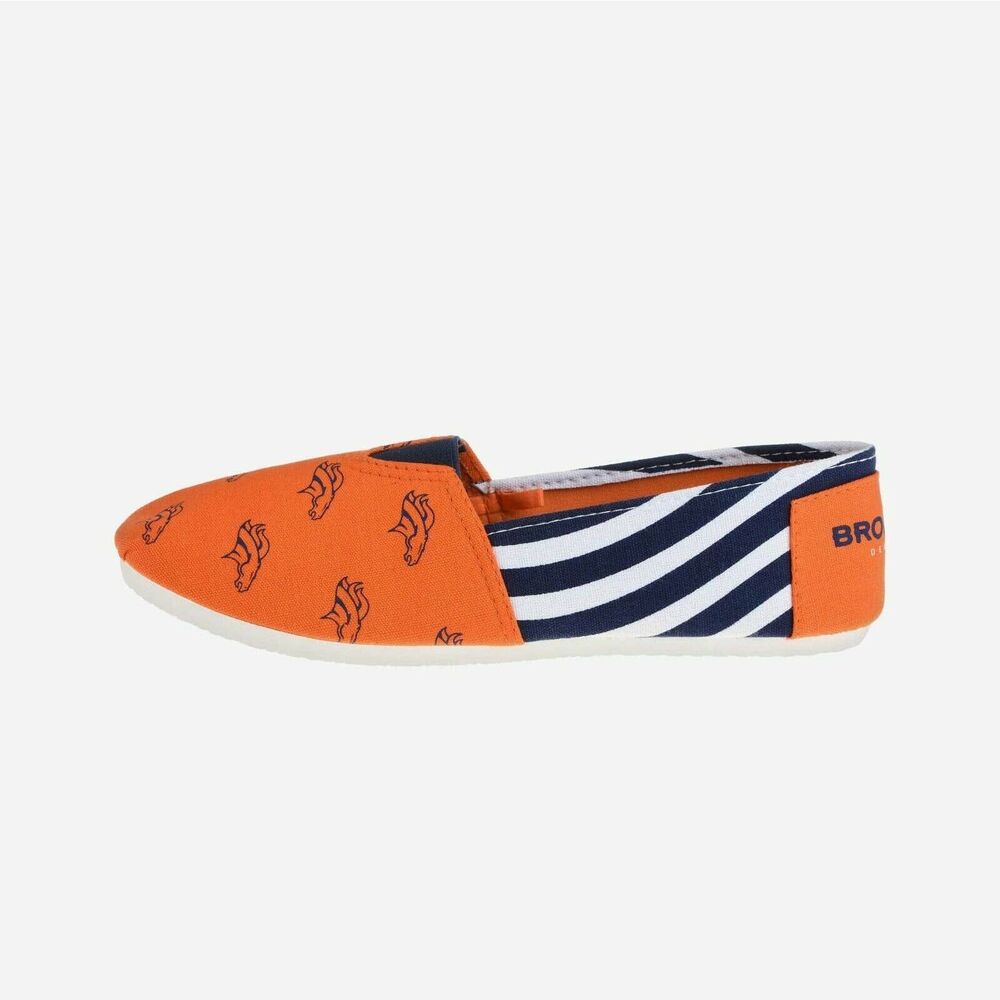 Fanatics Denver Broncos Women's Canvas Stripe Slip On Shoes Size XL